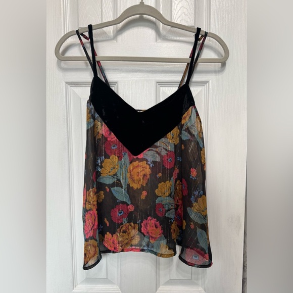 Free People Over It All Lurex floral velvet Cami Women’s Size XS - Picture 2 of 12